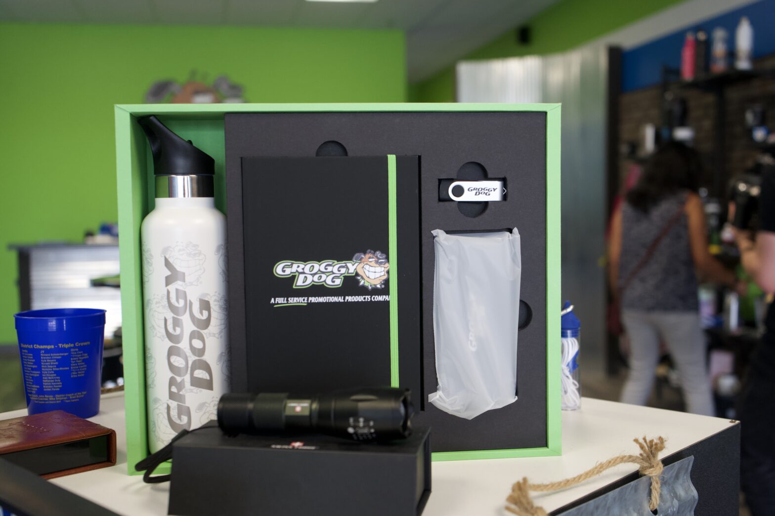 Custom Swag Box Embroidery and Promotional Products Groggy Dog