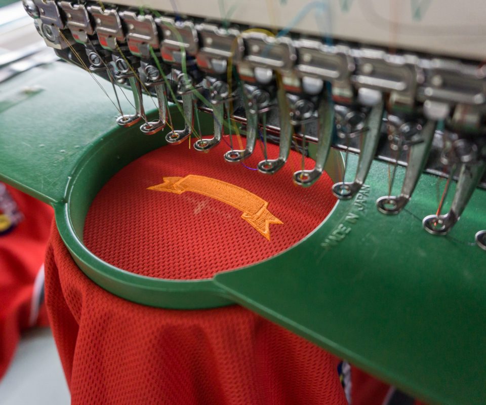 Embroidery,Machine,Needle,In,Textile,Industry,At,Garment,Manufacturers,,Embroidery